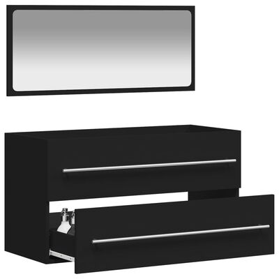 vidXL Kúpeľňová skrinka so zrkadlom čierna kompozitné drevo