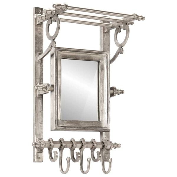 vidaXL Polička s h&aacute;čikmi na kab&aacute;ty, n&aacute;stenn&aacute;, hlin&iacute;k