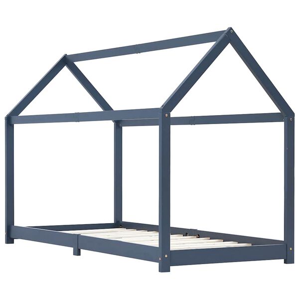 vidaXL Detsk&yacute; posteľn&yacute; r&aacute;m siv&yacute; borovicov&yacute; mas&iacute;v 90x200 cm