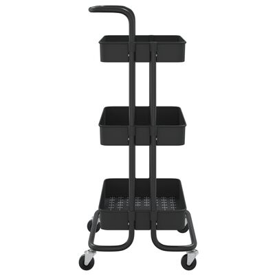 vidaXL 3-poschodový kuchynský vozík čierny 42x35x85 cm železo a ABS