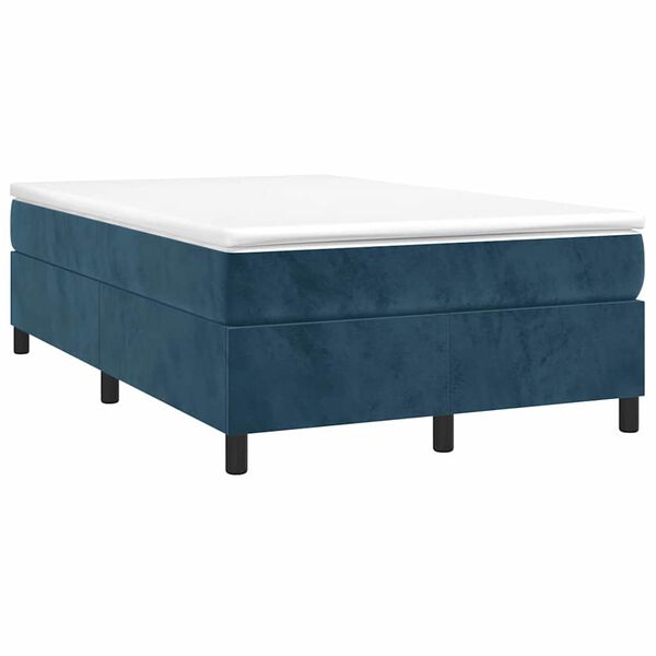 vidaXL Boxspring posteľ s matracom, tmavomodr&aacute; 120x190 cm, zamat