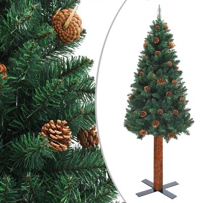 vidaXL Úzky vianočný stromček s LED a sadou gulí zelený 150 cm