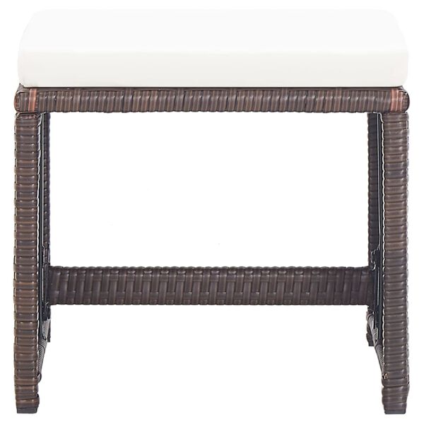 vidaXL Záhradné taburetky 4 ks s vankúšmi hnedé polyratan