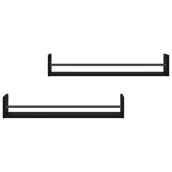 vidaXL N&aacute;stenn&eacute; police s tyčami 2 ks čierne 80x16x14 cm