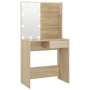 vidaXL Toaletn&yacute; stol&iacute;k s LED osvetlen&iacute;m, dub sonoma, 74,5x40x141 cm, imit&aacute;cia dreva