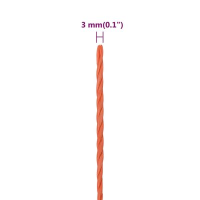 vidaXL Pracovné lano oranžové 3 mm 25 m polypropylén
