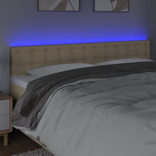 vidaXL Čelo postele s LED krémové 180x5x78/88 cm látka