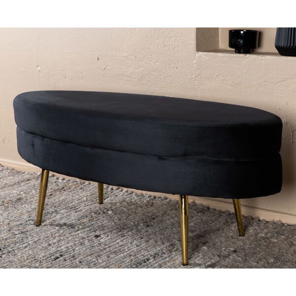 Venture Home Ottoman Otto 100x40x41 cm zamat čierny a mosadzn&yacute;