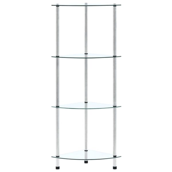 vidaXL Regál so 4 policami, priehľadný 30x30x100 cm, tvrdené sklo