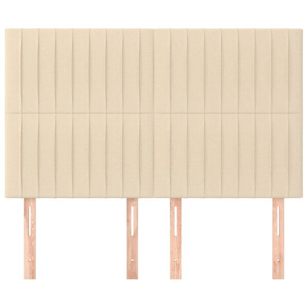 vidaXL Čelo postele kr&eacute;mov&eacute; 144x5x118/128 cm l&aacute;tkov&eacute;