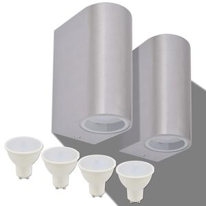 vidaXL Vonkaj&scaron;ie n&aacute;stenn&eacute; LED svietidl&aacute;, 2 ks, okr&uacute;hle, svietenie zhora/zdola