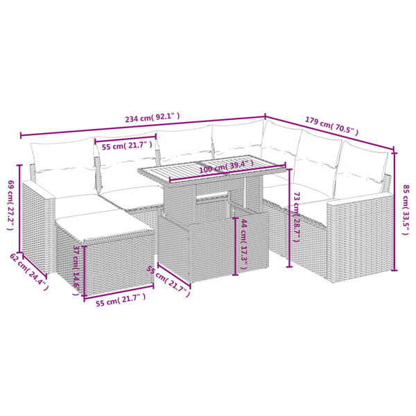 vidaXL 8-dielna z&aacute;hradn&aacute; sedacia s&uacute;prava s podložkami polyratan čierna
