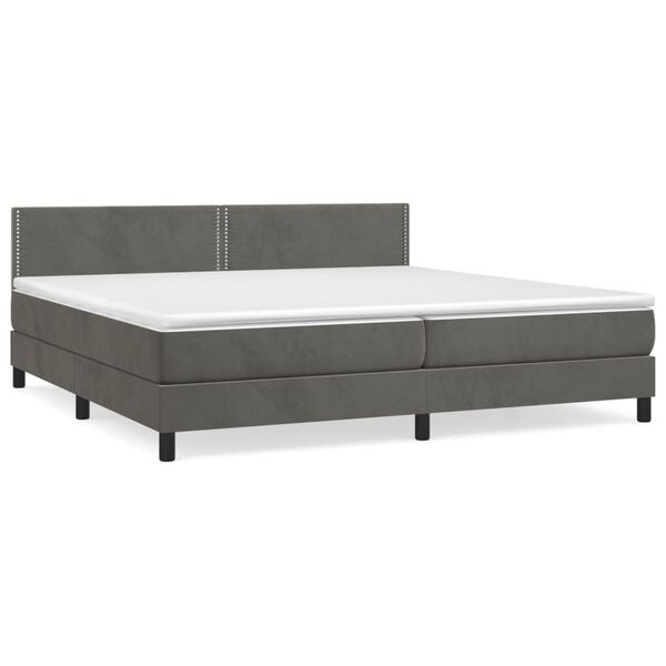 vidaXL Posteľný rám boxspring s matracom tmavosivý 200x200 cm zamat