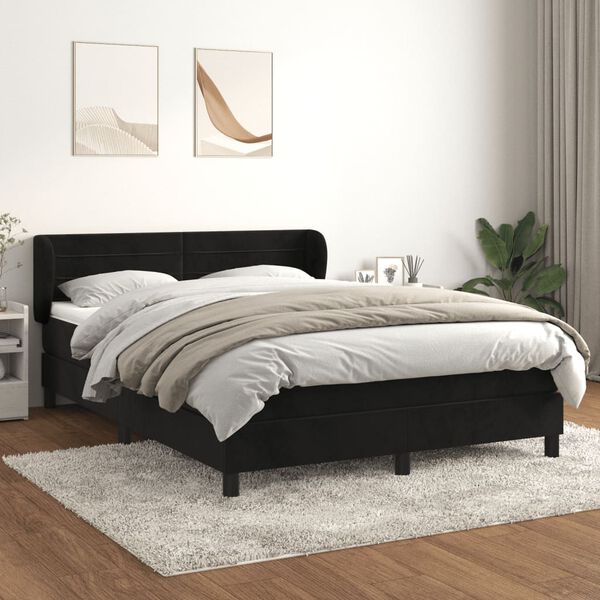 vidaXL Posteľn&yacute; r&aacute;m boxspring s matracom čierny 140x200 cm zamat