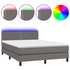 vidaXL Boxspring posteľ s matracom a LED siv&aacute; 140x200 cm umel&aacute; koža