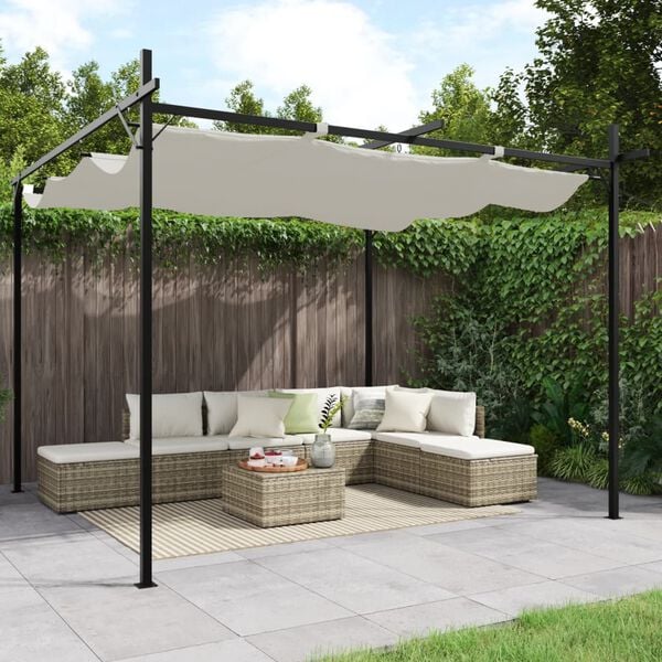 vidaXL Pergola so zaťahovacou strechou krémová 295x292x230 cm