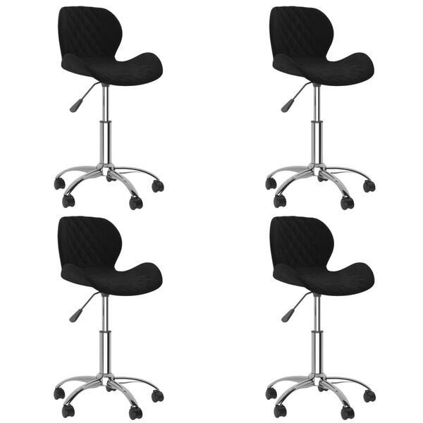 vidaXL Otočné jedálenské stoličky 4 ks čierne zamatové