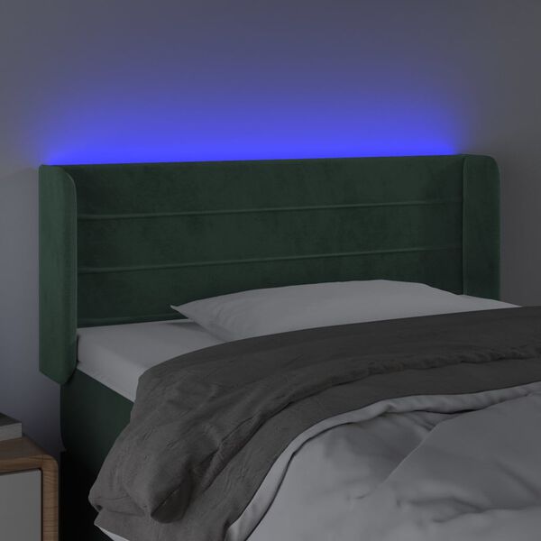 vidaXL Čelo postele s LED tmavozelené 103x16x78/88 cm zamat