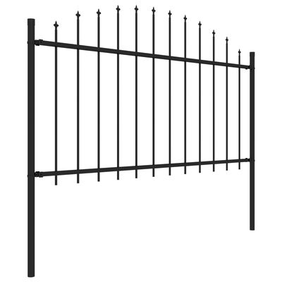 vidaXL Záhradný plot s hrotmi, oceľ (1,25-1,5)x1,7 m, čierny