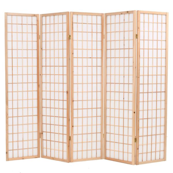 vidaXL Skladac&iacute; parav&aacute;n s 5 panelmi, japonsk&yacute; &scaron;t&yacute;l 200x170cm, pr&iacute;rodn&yacute;