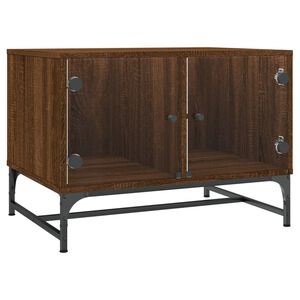 vidaXL Konferenčn&yacute; stol&iacute;k sklenen&eacute; dvierka hned&yacute; dub 68,5x50x50 cm