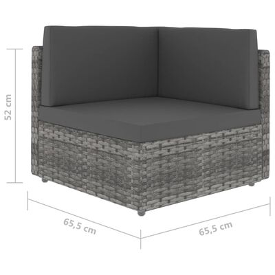 vidaXL 7-dielna záhradná sedacia súprava polyratan sivá