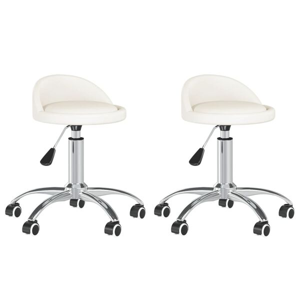 vidaXL Otočné jedálenské stoličky 2 ks biele umelá koža