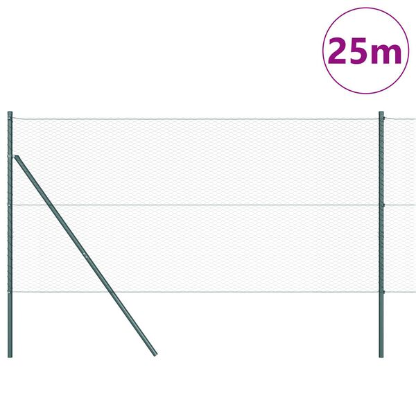 vidaXL Stĺp na plot. Zelen&aacute; 25 x 1,4 m (25 mm sieť) Ocel a PVC