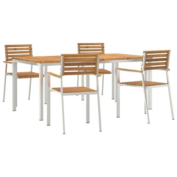 vidaXL Z&aacute;hradn&yacute; jed&aacute;lensk&yacute; set 5 pcs Hned&aacute; Pevn&eacute; ak&aacute;ciov&eacute; drevo