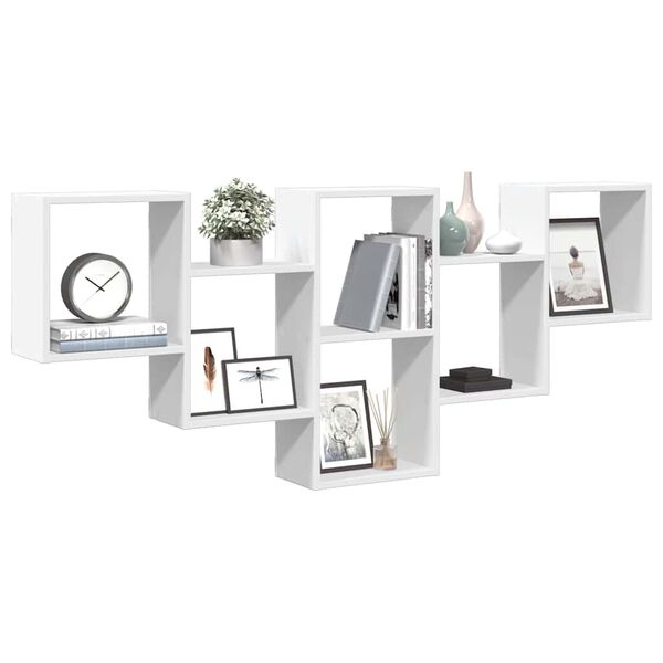 vidaXL Nástenná polica biela 159x18x66 cm kompozitné drevo