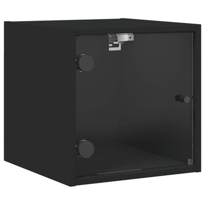 vidaXL Nočná skrinka so sklenenými dvierkami čierna 35x37x35 cm
