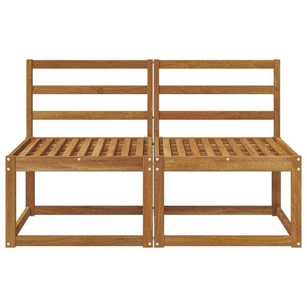 vidaXL 2 Kus Z&aacute;hradn&aacute; stredn&aacute; sedačka Pevn&eacute; ak&aacute;ciov&eacute; drevo Pr&iacute;rodn&aacute;