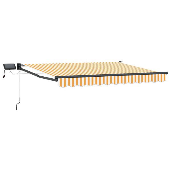 vidaXL Ručn&aacute; vys&uacute;vacia mark&iacute;za s LED Oranžov&aacute; a biela 3,5 x 2,5 m