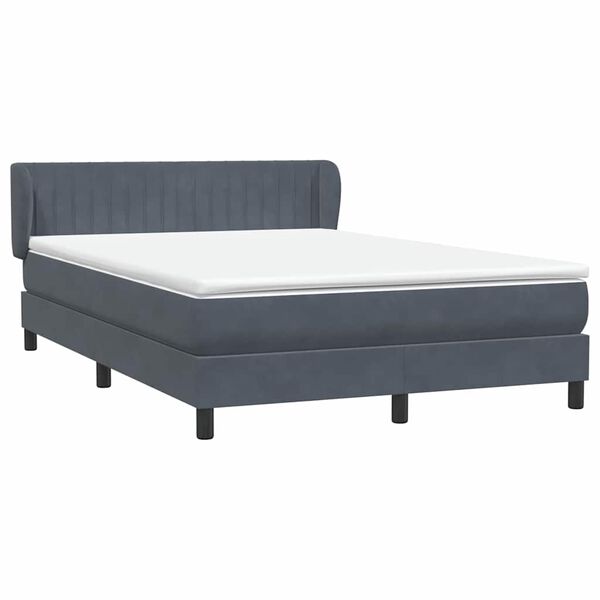 vidaXL Posteľn&yacute; r&aacute;m boxspring s matracom tmavosiv&yacute; 140x210 cm zamat