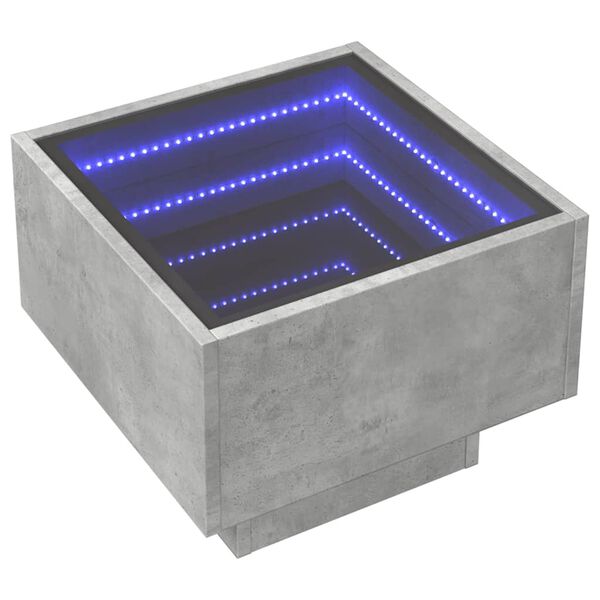 vidaXL Bočný stolík s LED betónový sivý 40x40x30 cm kompozitné drevo
