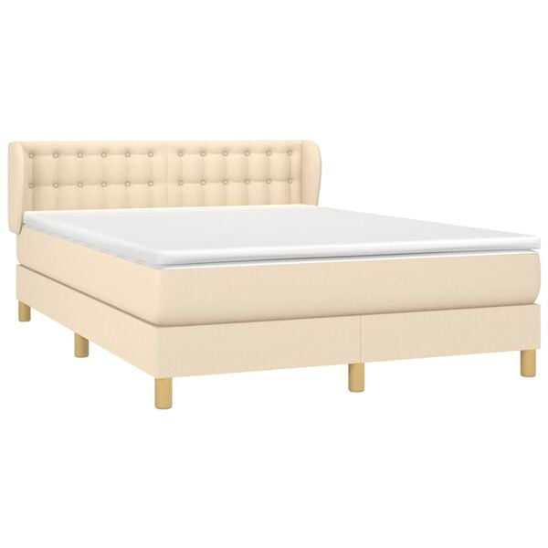 vidaXL Posteľn&yacute; r&aacute;m boxspring s matracom kr&eacute;mov&yacute; 140x200 cm l&aacute;tka