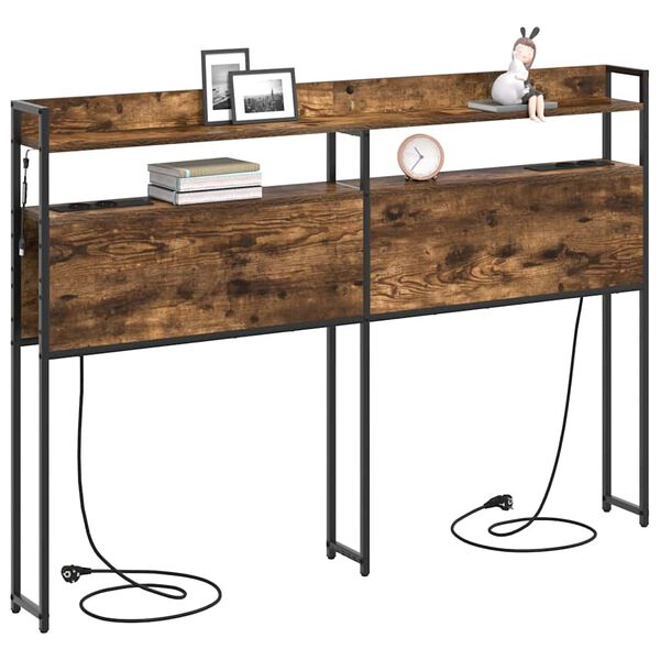 vidaXL &Uacute;ložn&eacute; čelo s poličkou Tmav&yacute; dub 160 cm Kompozitn&eacute; drevo