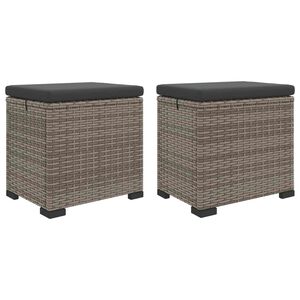 vidaXL Z&aacute;hradn&aacute; opierka na nohy s vank&uacute;&scaron;om 2 pcs Siv&aacute; polyratan