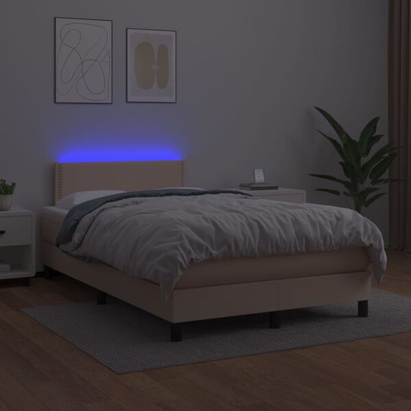 vidaXL Boxspring posteľ matrac a LED kapuč&iacute;nov&aacute; 120x200 cm umel&aacute; koža