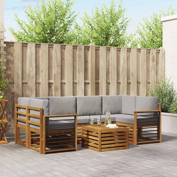 vidaXL S&uacute;pravy pohoviek s vank&uacute;&scaron;om 7 pcs Pr&iacute;rodn&aacute; a svetlosiv&aacute;