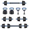 vidaXL 4-v-1 set činkov&yacute;ch tyč&iacute; a kettlebellov 20 kg Čierna a modr&aacute;