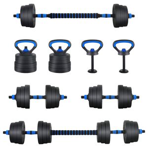vidaXL 4-v-1 set činkov&yacute;ch tyč&iacute; a kettlebellov 20 kg Čierna a modr&aacute;