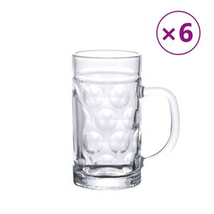 vidaXL Pivn&yacute; poh&aacute;r s uchom sklenen&yacute; 6 ks 500 ml