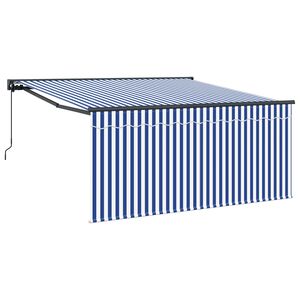 vidaXL Sklopn&aacute; mark&iacute;za Modr&aacute; a biela 300 x 250 cm Polyester a hlin&iacute;k