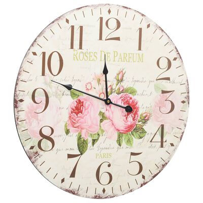 vidaXL Vintage nástenné hodiny 60 cm kvety