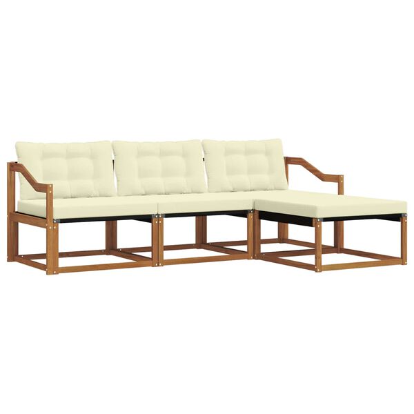 vidaXL Z&aacute;hradn&aacute; s&uacute;prava gaučov s vank&uacute;&scaron;om 4 pcs Pr&iacute;rodn&aacute; a kr&eacute;mov&aacute;