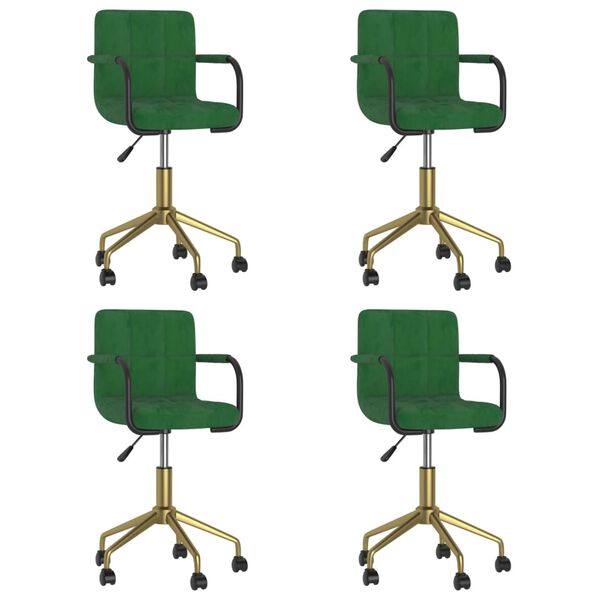 vidaXL Otočn&eacute; jed&aacute;lensk&eacute; stoličky 4 ks tmavozelen&eacute; zamatov&eacute;