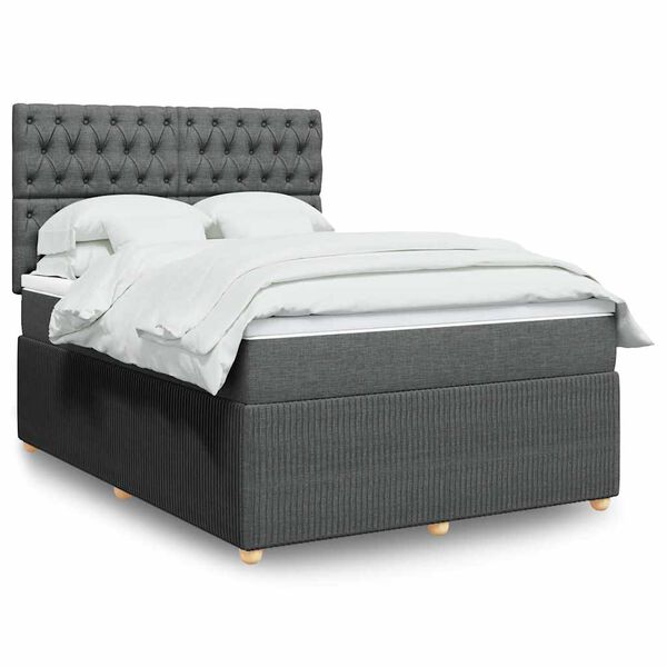 vidaXL Boxspring posteľ s matracom tmavosiv&aacute; 160x200 cm l&aacute;tka