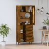 vidaXL Vysoká skrinka dymový dub spracované drevo