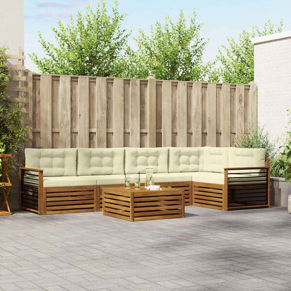 vidaXL Z&aacute;hradn&aacute; s&uacute;prava gaučov s vank&uacute;&scaron;om 6 pcs Pr&iacute;rodn&aacute; a kr&eacute;mov&aacute;